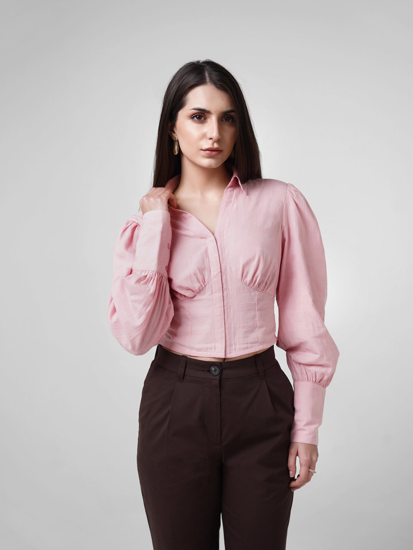 Crop Top with Smocking Dusty Pink