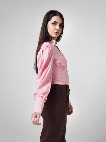 Crop Top with Smocking Dusty Pink