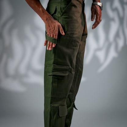 Savage Surge - Olive Green Utility Cotton Pants