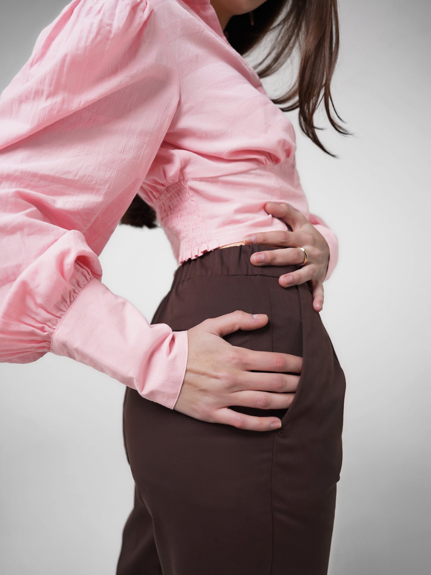 Crop Top with Smocking Dusty Pink