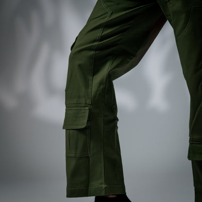 Savage Surge - Olive Green Utility Cotton Pants