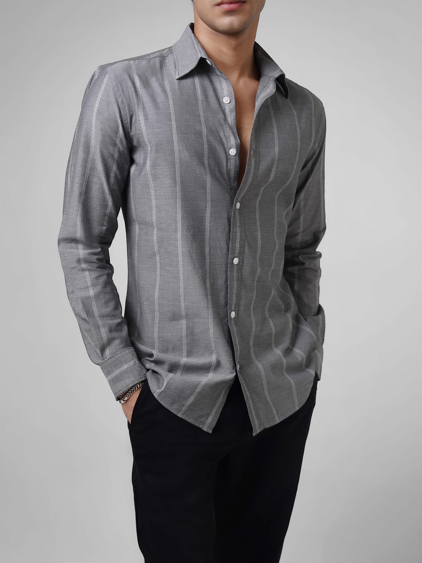 The Montclair - Grey Stripes - Slim Fit