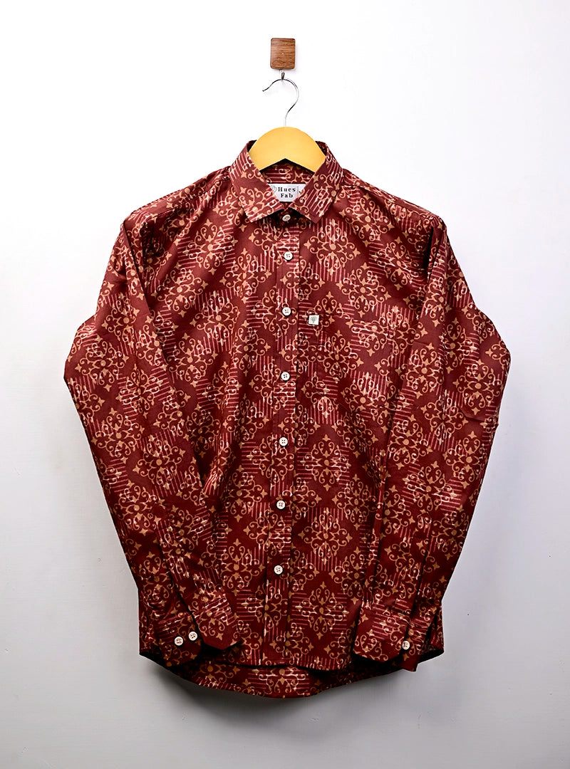 Rustic Brown Mandala Full Sleeves Shirt