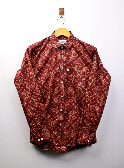Rustic Brown Mandala Full Sleeves Shirt