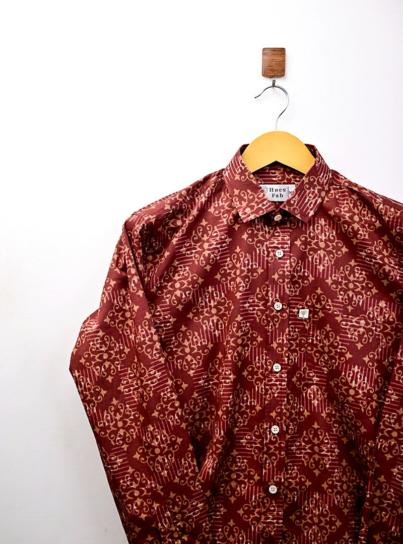 Rustic Brown Mandala Full Sleeves Shirt