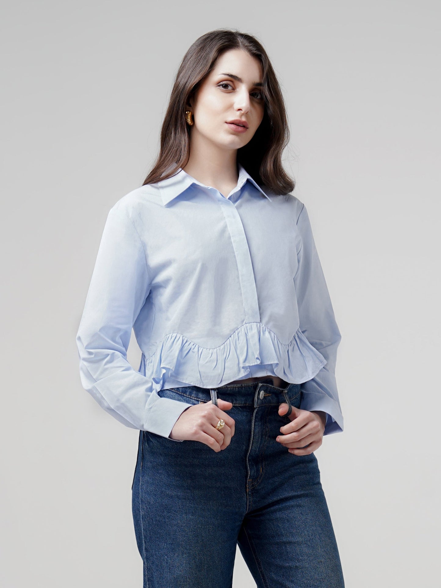 Naomi Ruffle Shirt - Blue