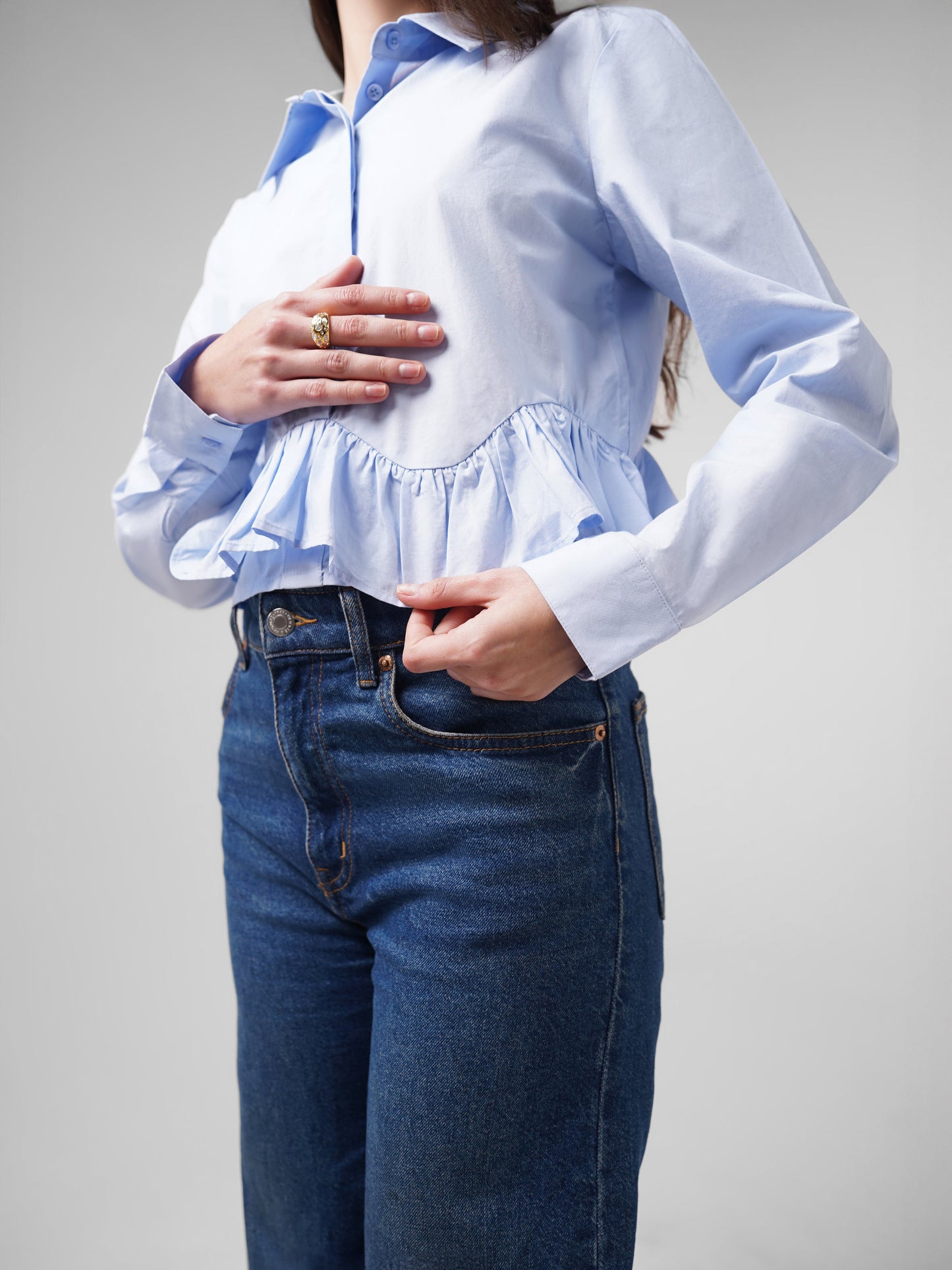 Naomi Ruffle Shirt - Blue