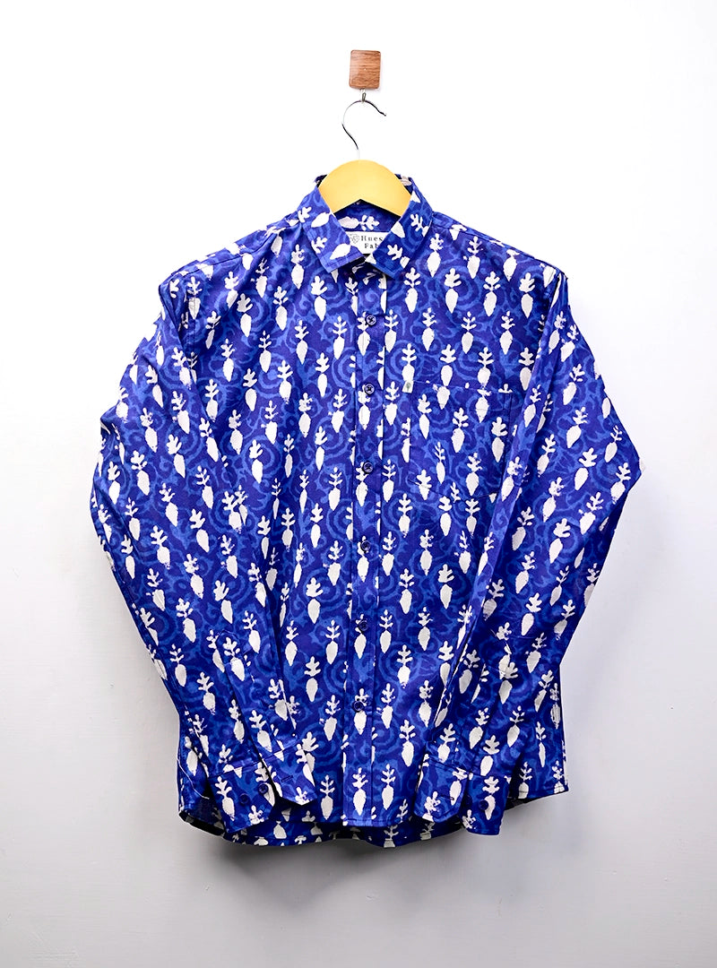 Indigo Blockprint Full Sleeves Shirt