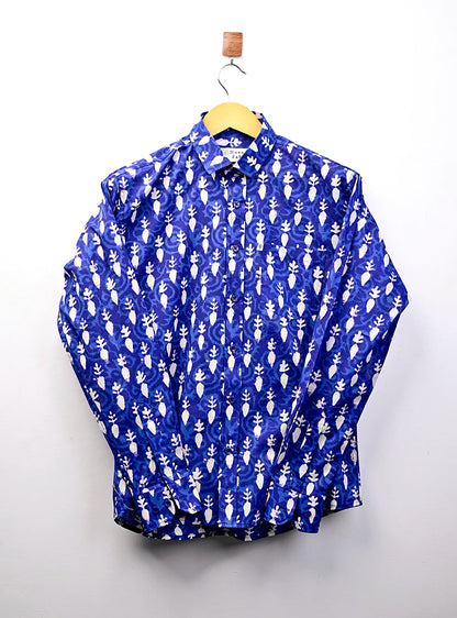 Indigo Blockprint Full Sleeves Shirt