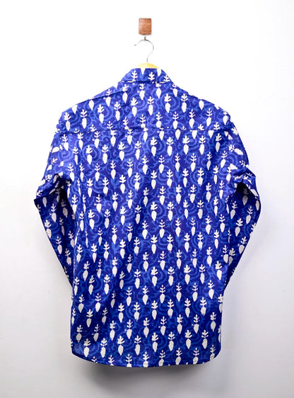 Indigo Blockprint Full Sleeves Shirt