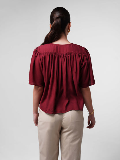 The Breeze Blouse - Burgundy