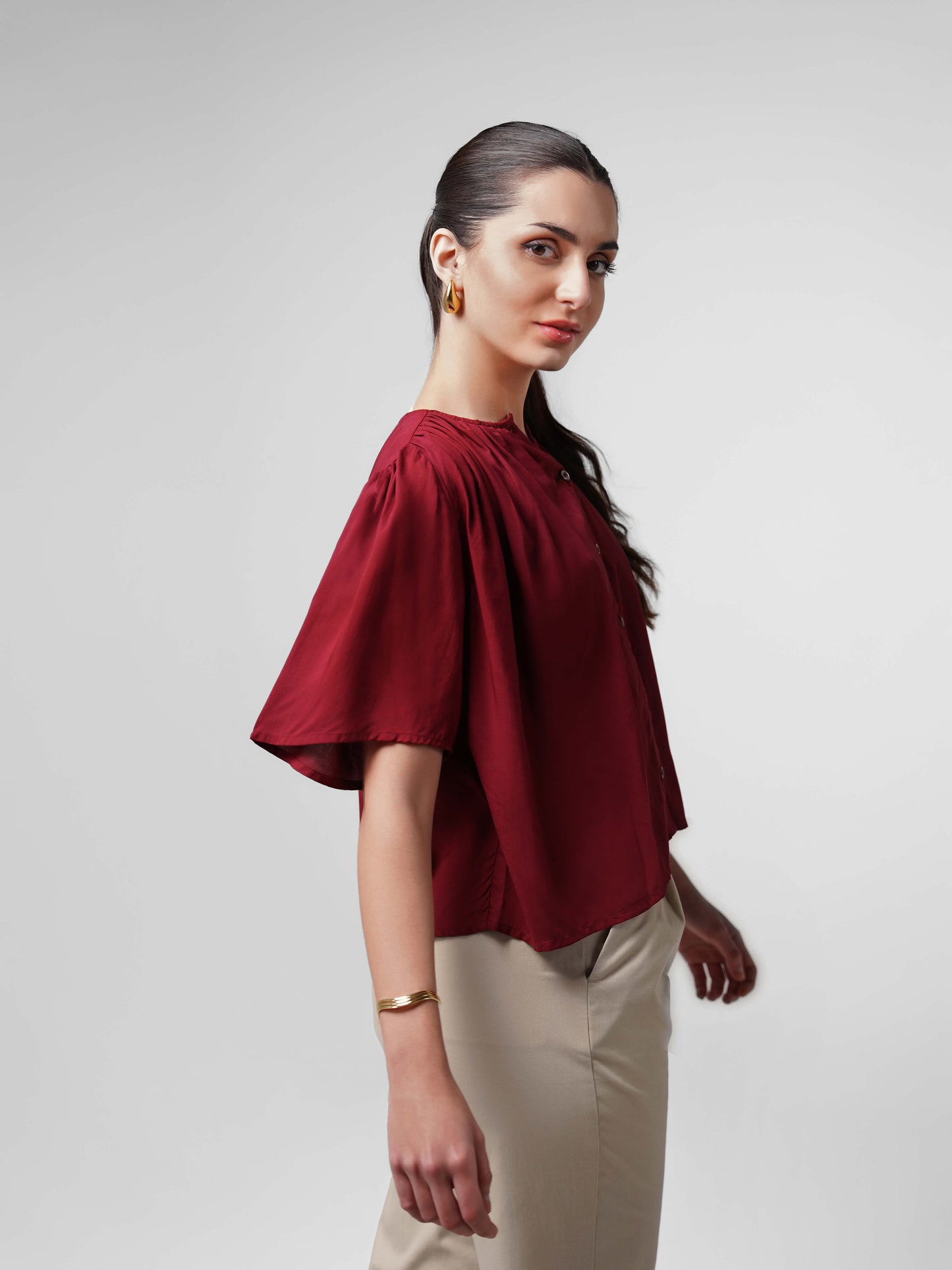 The Breeze Blouse - Burgundy