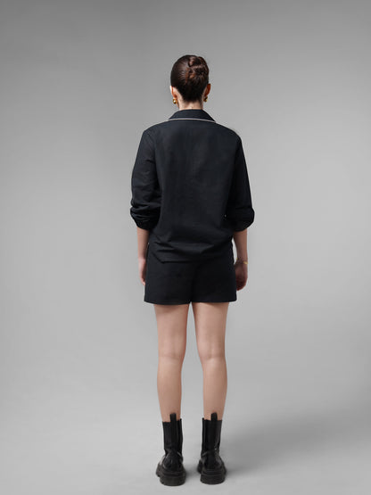 Cotton Shirt With Contrast Piping