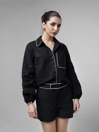 Cotton Shirt With Contrast Piping