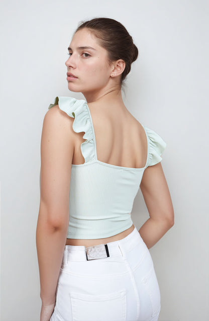 MWB Solid Ruffle Knotted Top