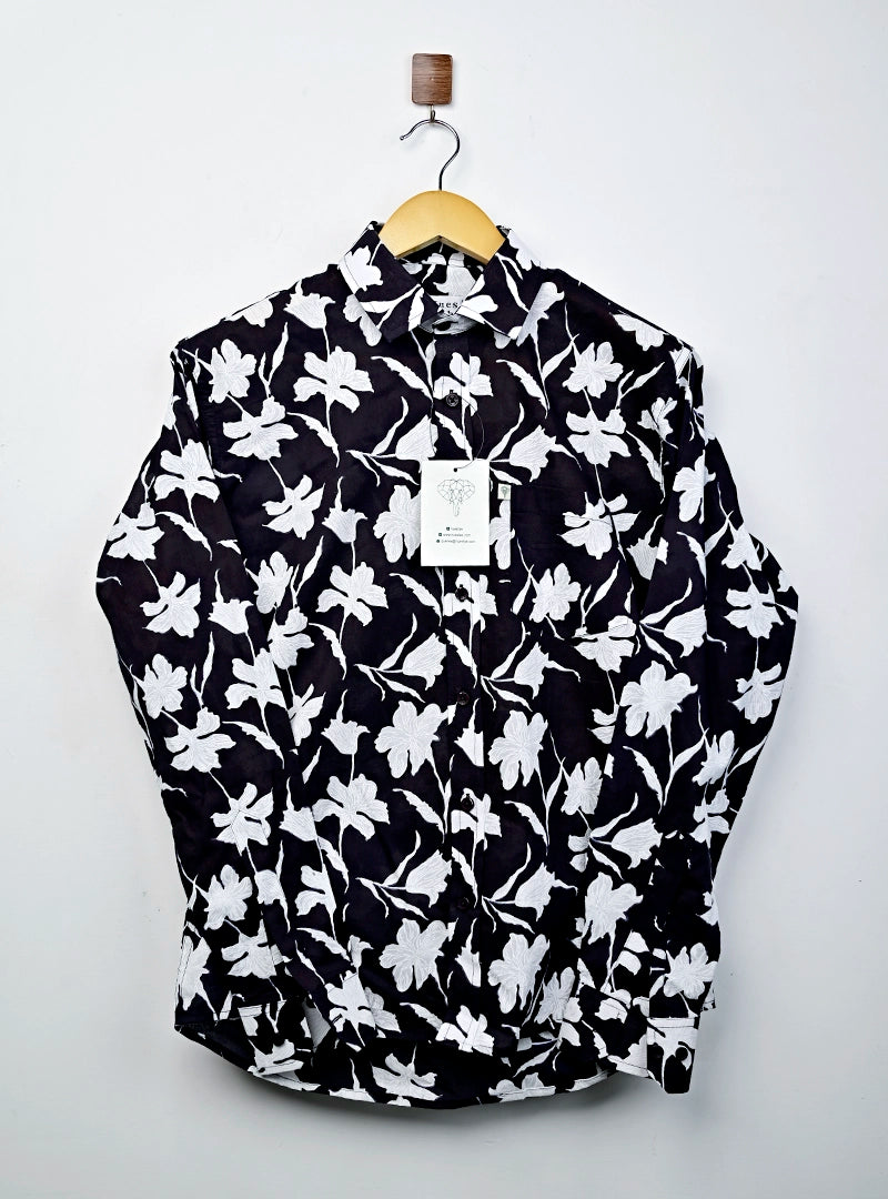 Monochrome Floral Full Sleeves Shirt