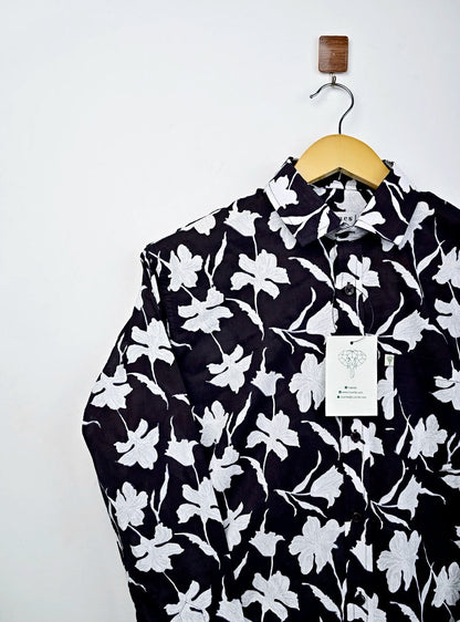 Monochrome Floral Full Sleeves Shirt