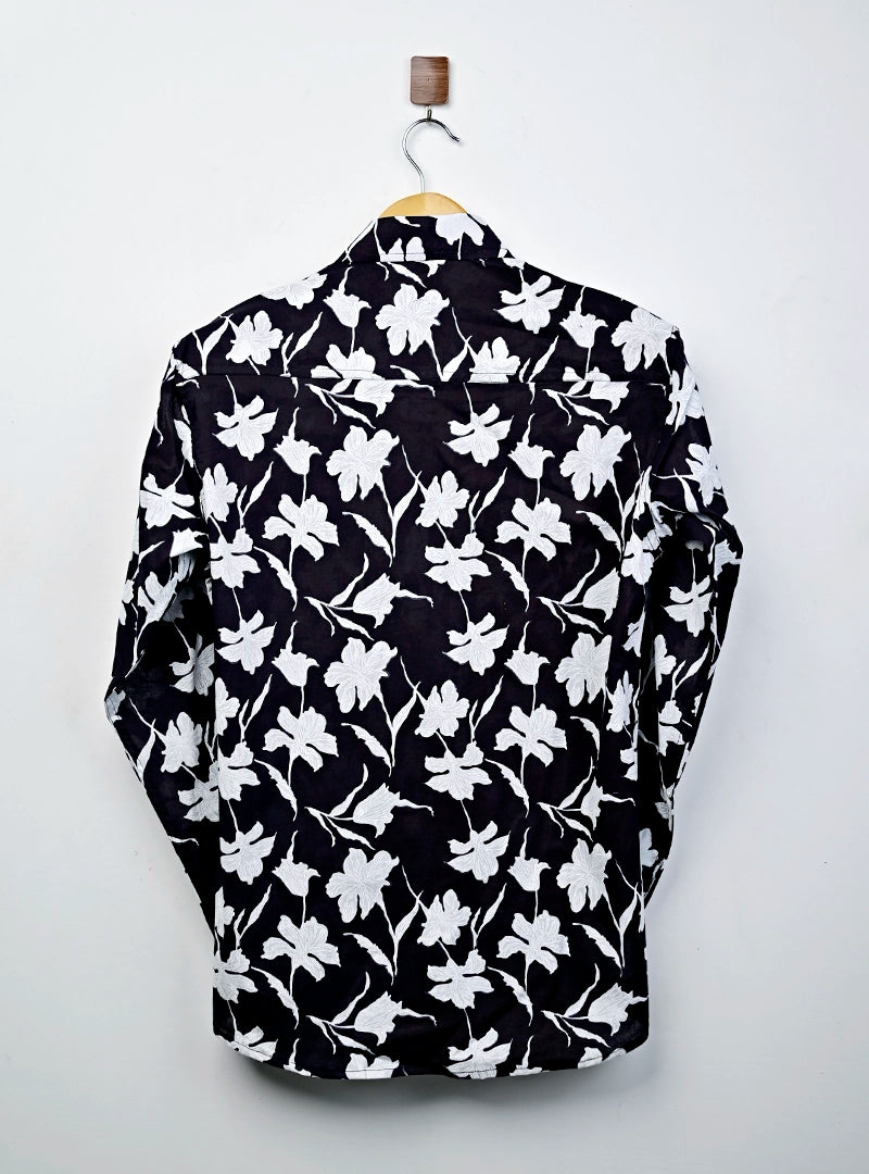 Monochrome Floral Full Sleeves Shirt