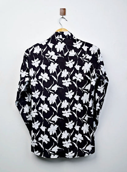 Monochrome Floral Full Sleeves Shirt