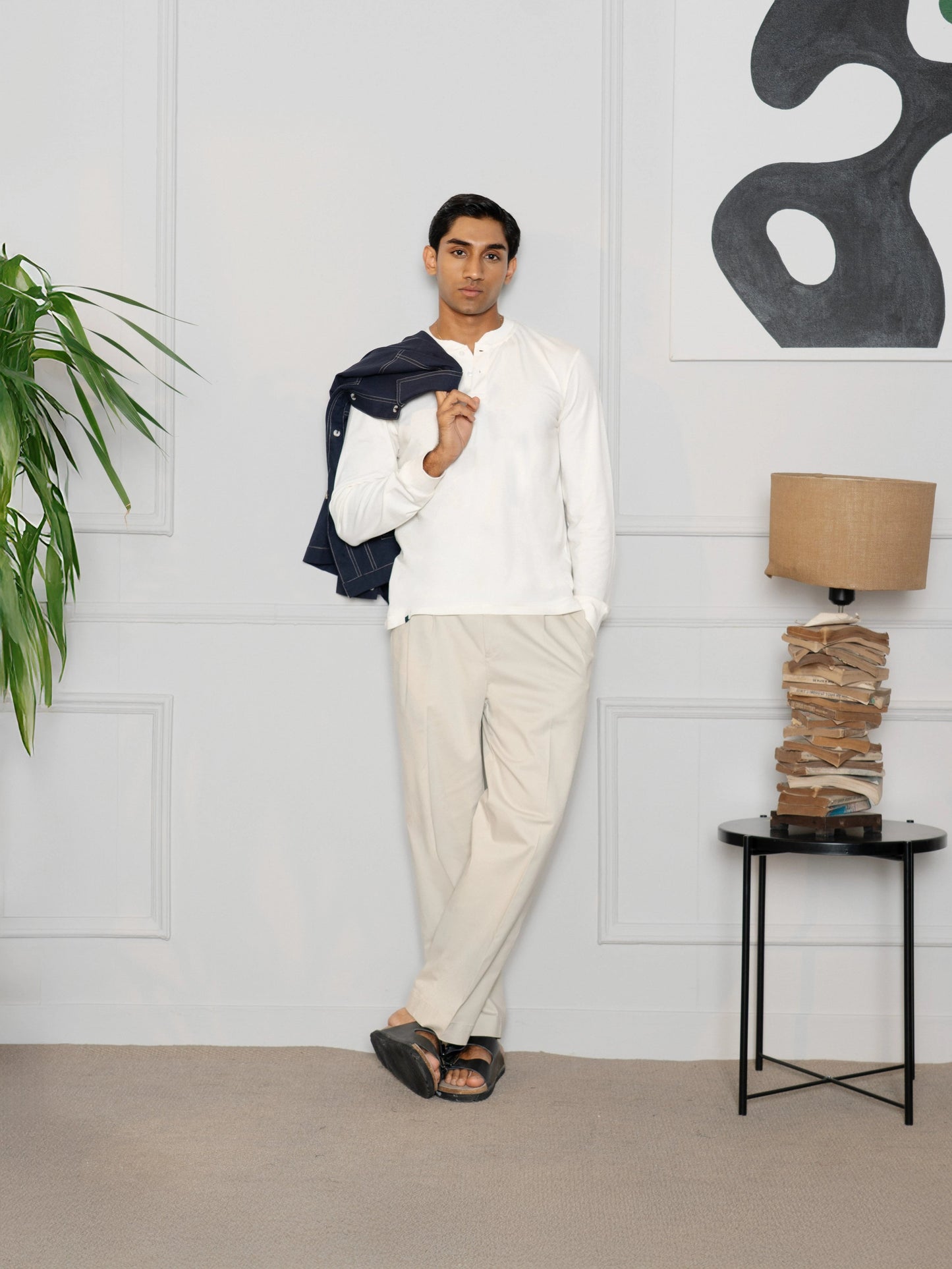 Bamboo Cotton Henley - White