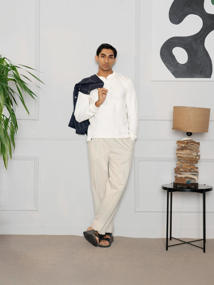 Bamboo Cotton Henley - White