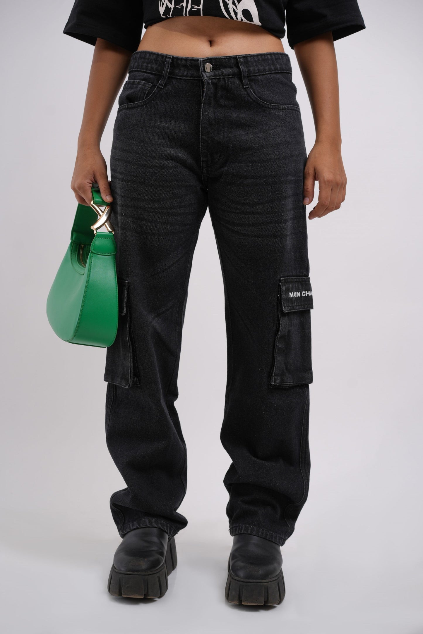 Six Pocket Muted Black Denim