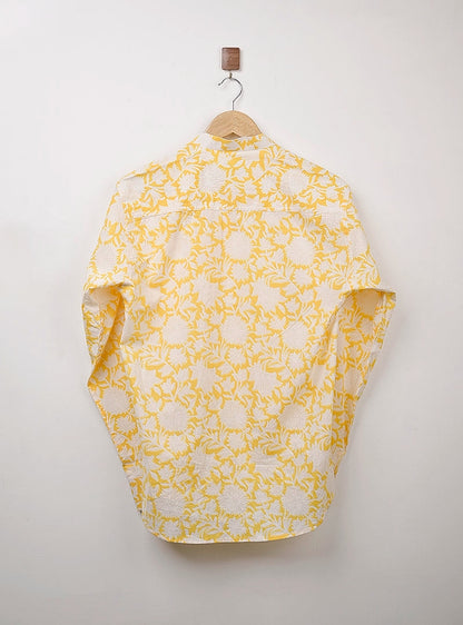Yellow White Floral Short Kurta