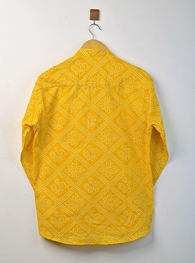 Yellow Bandej Printed Short Kurta