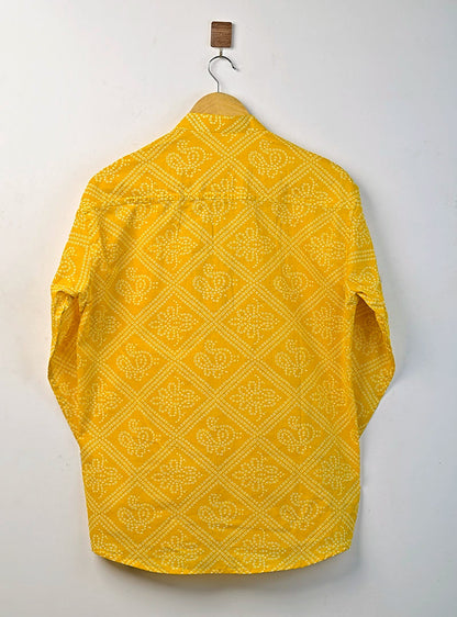 Yellow Bandej Printed Short Kurta