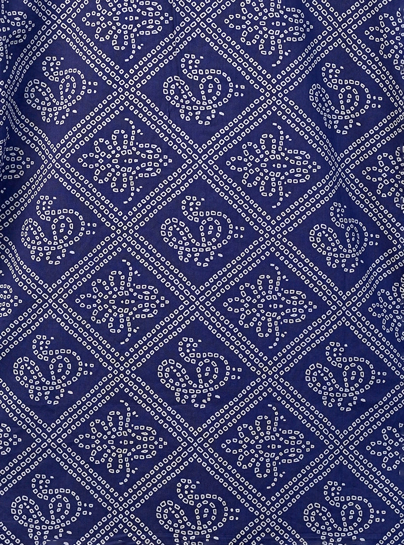 Navy Blue Bandej Printed Short Kurta
