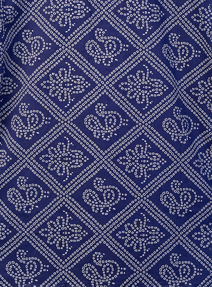 Navy Blue Bandej Printed Short Kurta