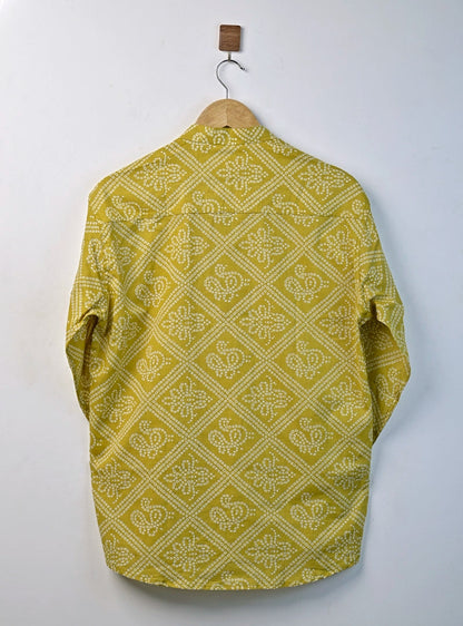Olive Green Bandej Printed Short Kurta