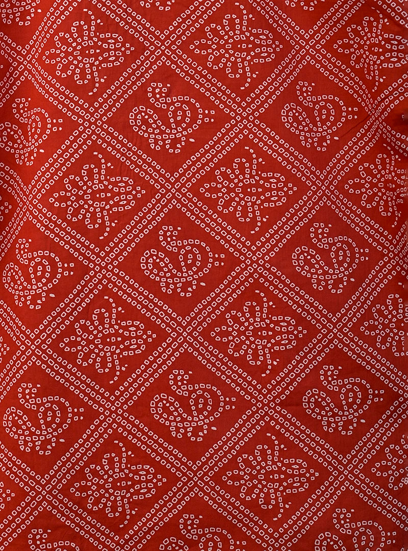 Red Bandhani Printed Short Kurta
