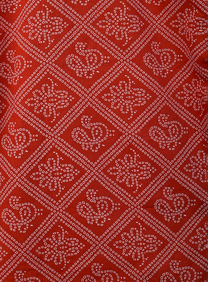 Red Bandhani Printed Short Kurta