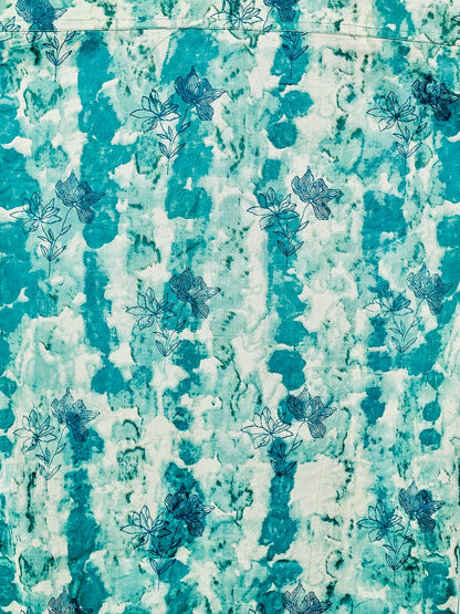 Cyan Floral Half-Sleeves Shirt