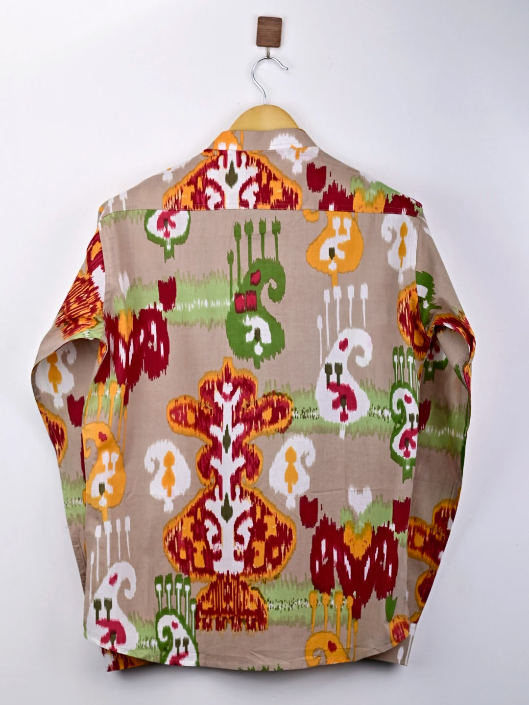 Brown Self Patterned Printed Short Shirt