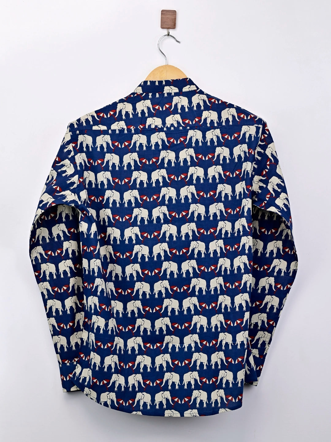 Navy Blue Elephant Umbrella Printed Short Kurta