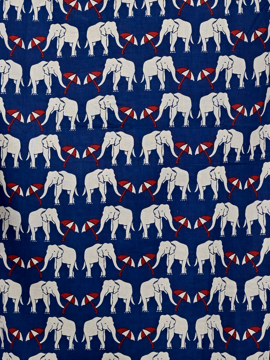 Navy Blue Elephant Umbrella Printed Short Kurta