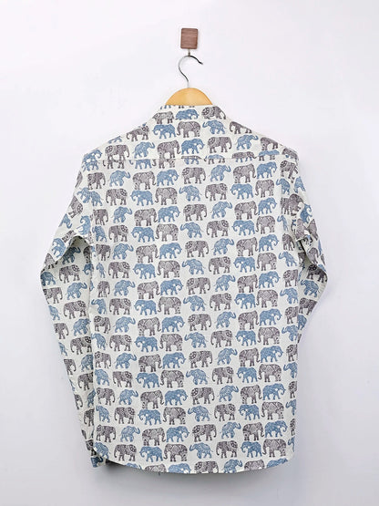 Blue Multicolour Elephant Printed Short Kurta