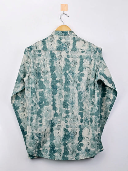 Cyan Flower Printed Short Kurta