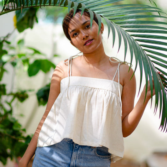 Buttermilk Noodle Strap Top