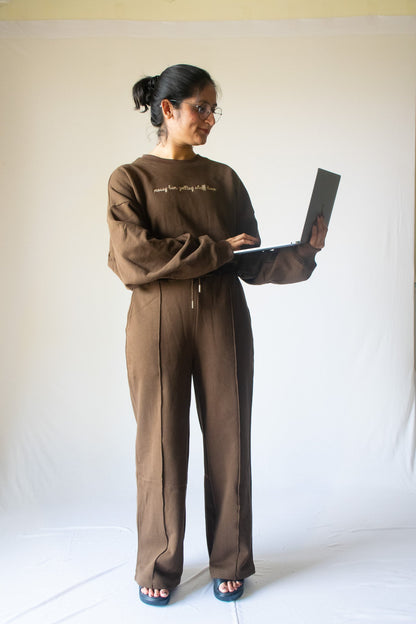 Oversized Sweatshirt In Coffee Brown