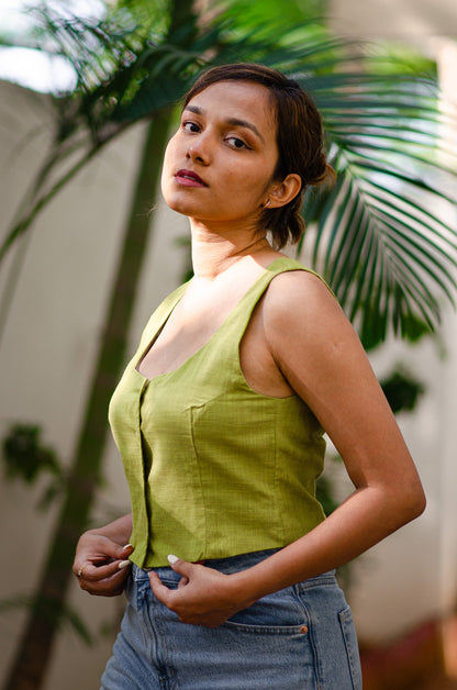 Matcha Whirl Scoop Neck Top