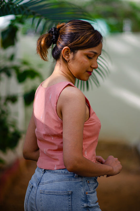 Peach Scoop Neck Top