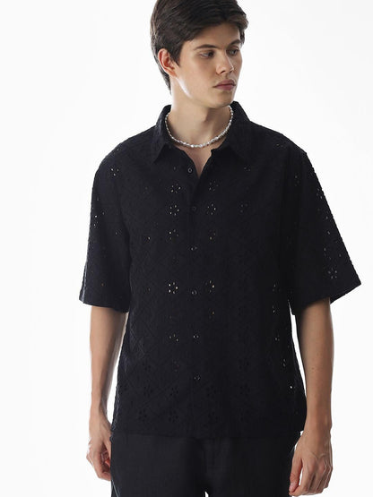 Men Semi Sheer Casual Oversized Shirt
