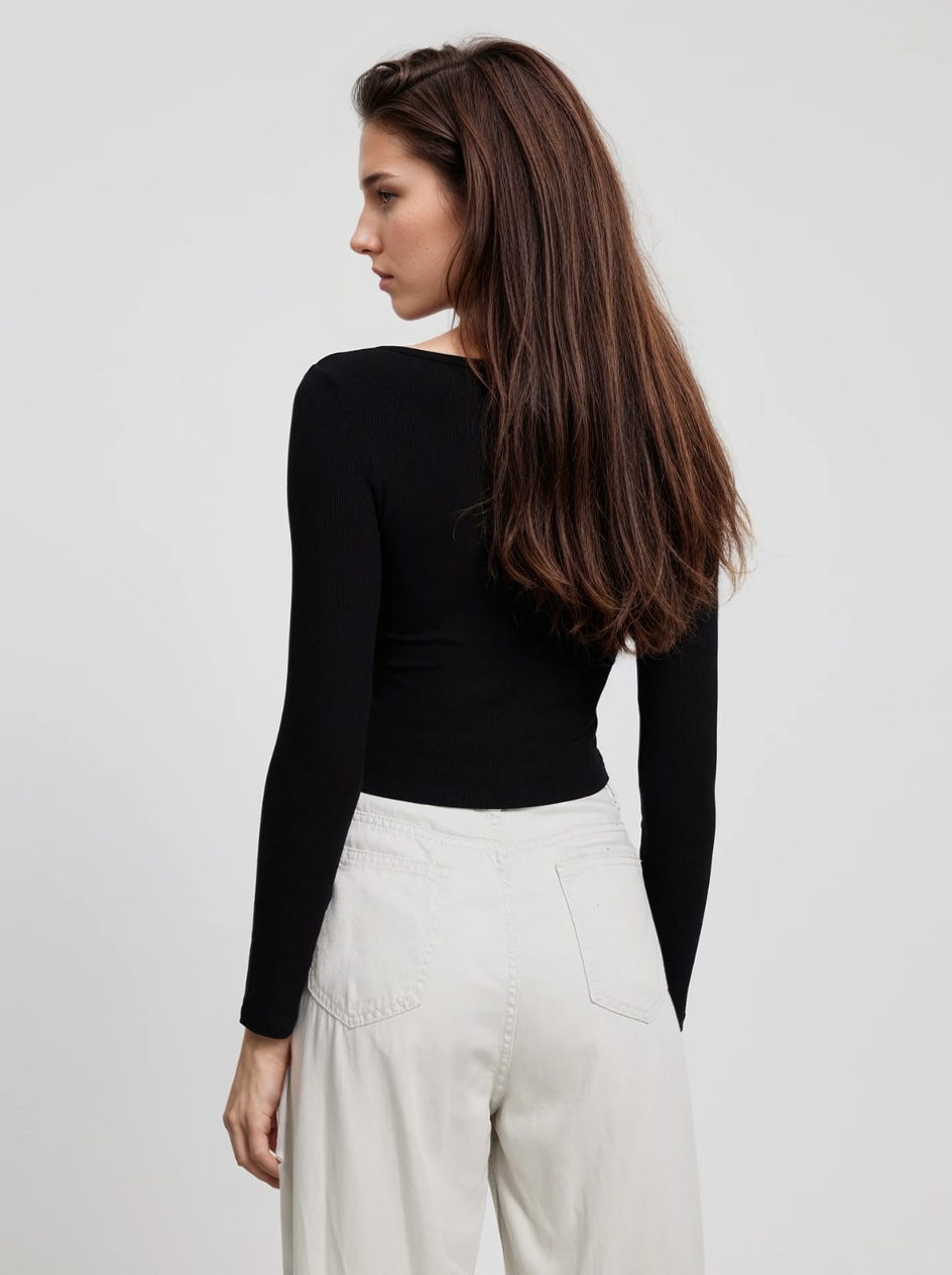 MWB Asymmetrical Ribbed Elegance Top