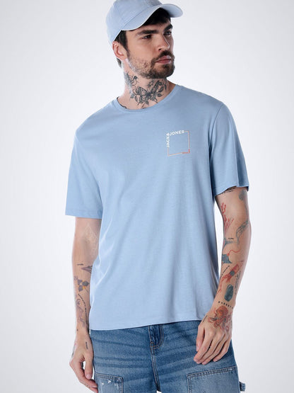 Brand Logo Printed Round Neck Cotton T-shirt