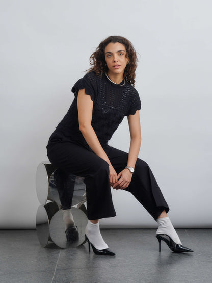 Aurora Crochet Top - Black