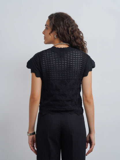 Aurora Crochet Top - Black