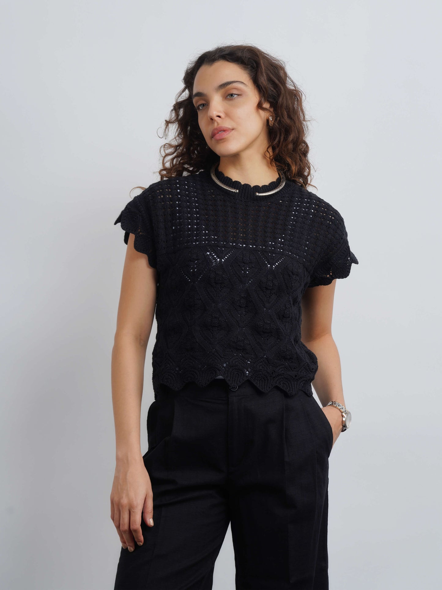 Aurora Crochet Top - Black